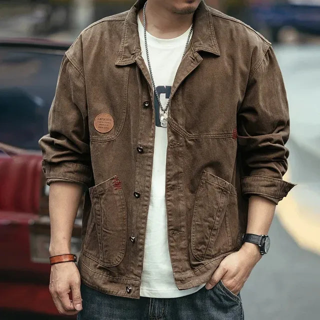 Brown Denim Jacket for Men - Trendy Autumn Style