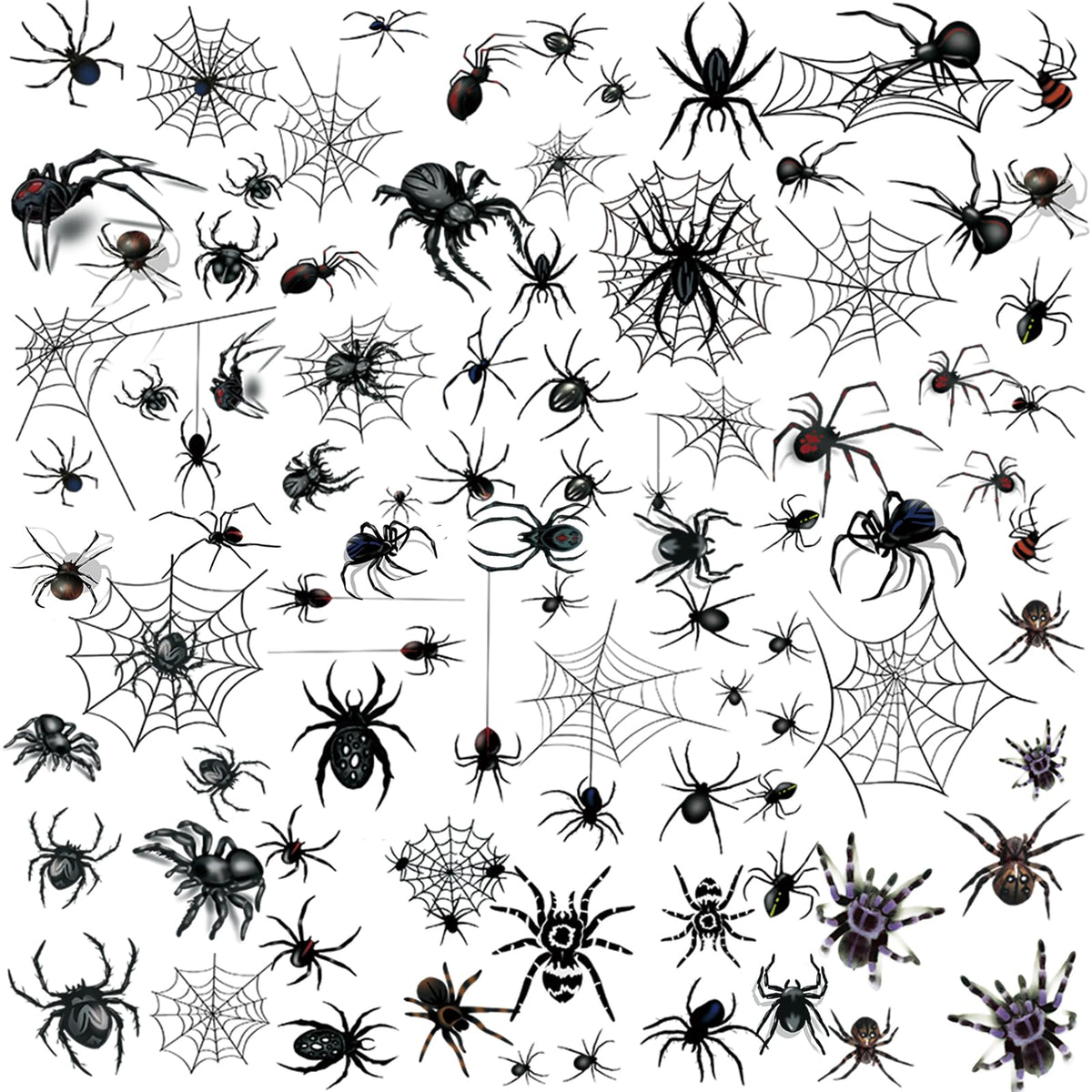 XIYOKA 80+ PCS Halloween Spider Web Temporary Tattoos Halloween Makeup Kit for Women Adults Halloween Face Tattoos Realistic 3D Spider Web Fake Tattoos for Kids Halloween Temporary Tattoos