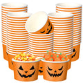 Nuanchu 100 Pack Halloween Snack Cups 9 oz Disposable Pumpkin Ice Cream Bowls Paper Soup Bowls Halloween Party Supplies Cups for Hot Cold Drink Dessert Sundae Yogurt Party Decorations