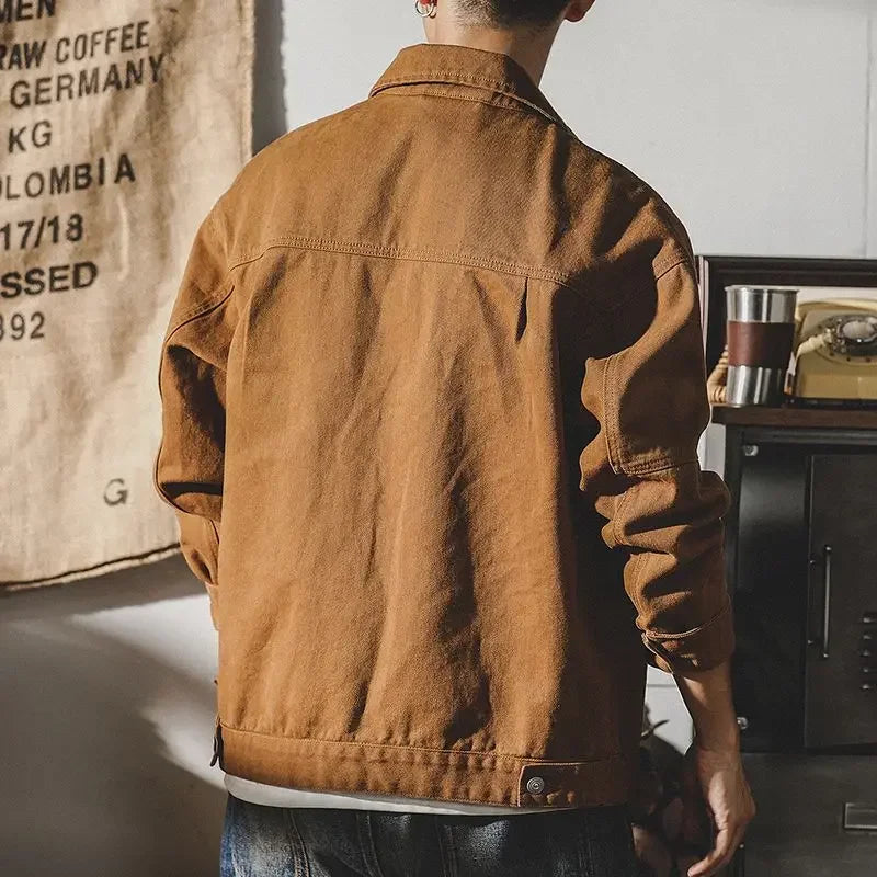 Brown Denim Jacket for Men - Trendy Autumn Style
